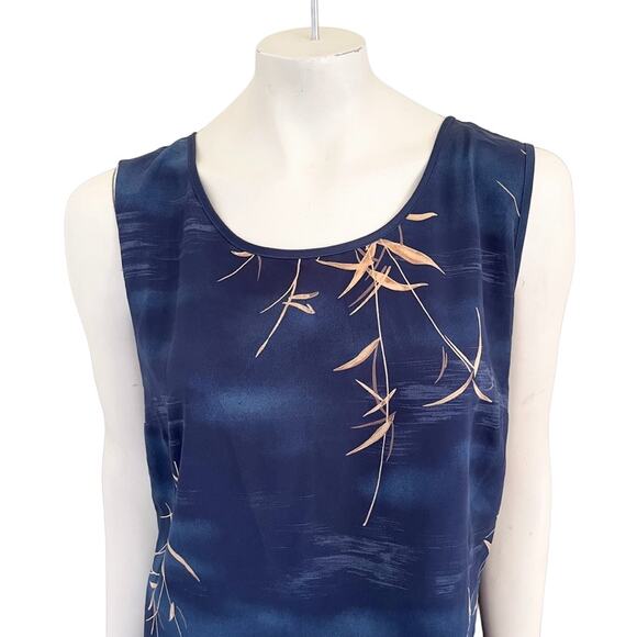 VTG 90s MAGGIE MCNAUGHTON Lightweight Tie Back Summer Maxi Dress in Blue SZ 2X - Picture 3 of 9